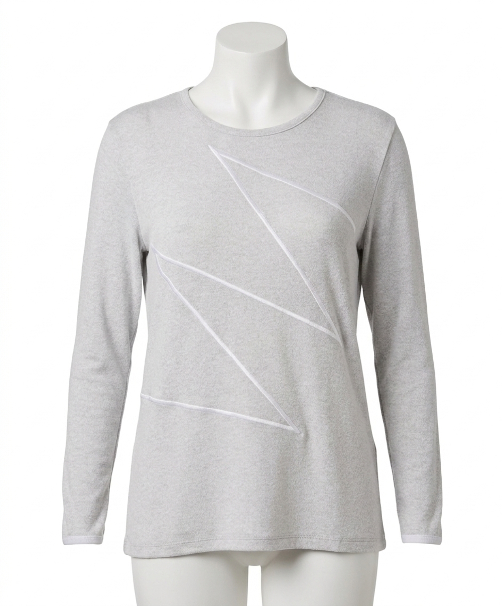 NEW FRENCH KYSS zig zag long sleeve sweater in slate/white